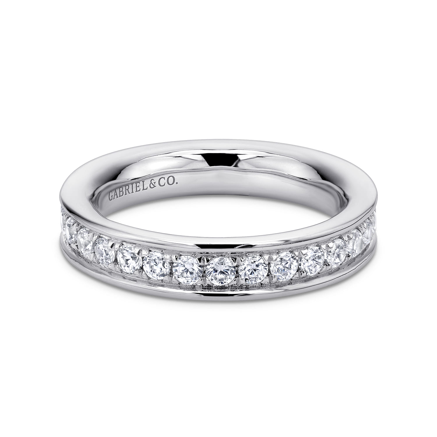 Eternity Band Wedding Ring in 14k White Gold with Round Natural Diamond at Gabriel & Co. - Shot 1