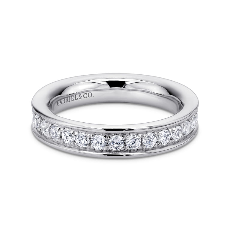 Eternity Band Wedding Ring in 14k White Gold with Round Natural Diamond at Gabriel & Co. - Shot 1