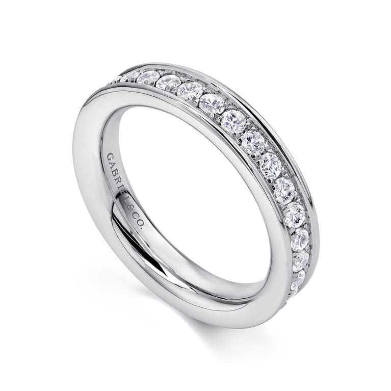 Eternity Band Wedding Ring in 14k White Gold with Round Natural Diamond at Gabriel & Co. - Shot 3