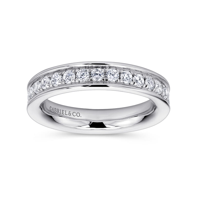 Eternity Band Wedding Ring in 14k White Gold with Round Natural Diamond at Gabriel & Co. - Shot 4