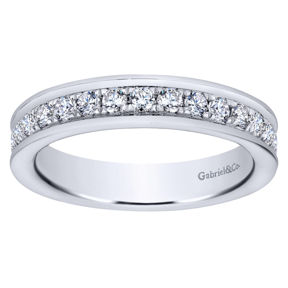 Eternity Band Wedding Ring in 14k White Gold with Round Natural Diamond at Gabriel & Co. - Shot 5