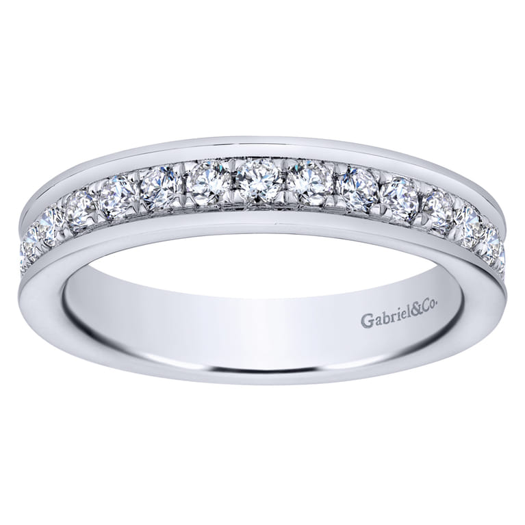 Eternity Band Wedding Ring in 14k White Gold with Round Natural Diamond at Gabriel & Co. - Shot 5