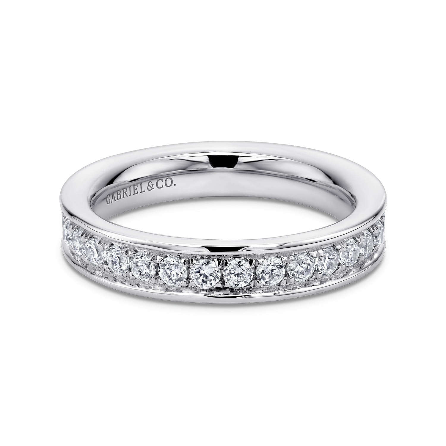 Eternity Band Wedding Ring in 14k White Gold with Round Natural Diamond at Gabriel & Co. - Shot 1