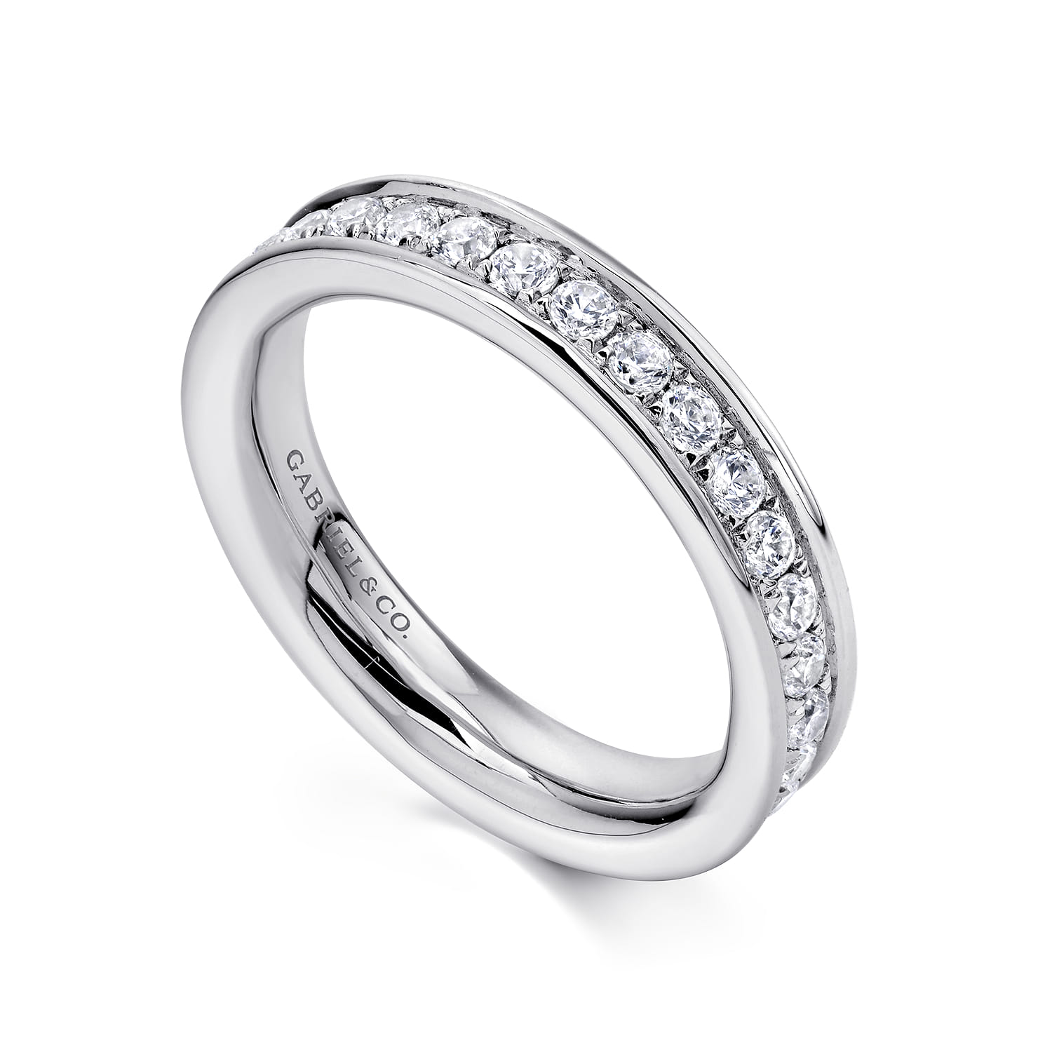 Eternity Band Wedding Ring in 14k White Gold with Round Natural Diamond at Gabriel & Co. - Shot 3