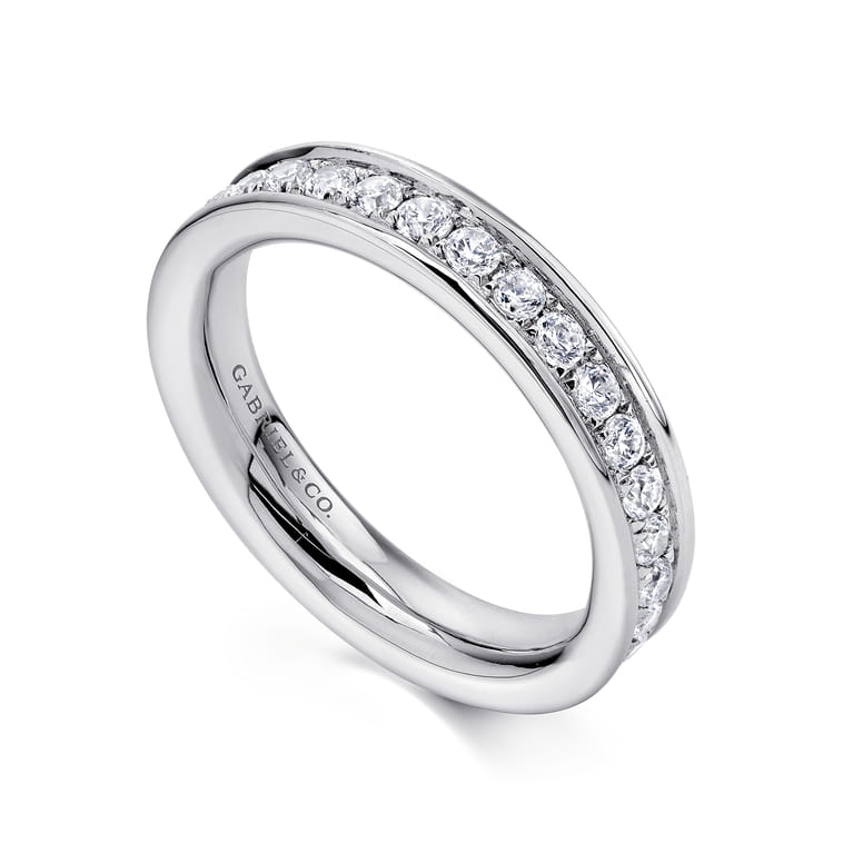 Eternity Band Wedding Ring in 14k White Gold with Round Natural Diamond at Gabriel & Co. - Shot 3