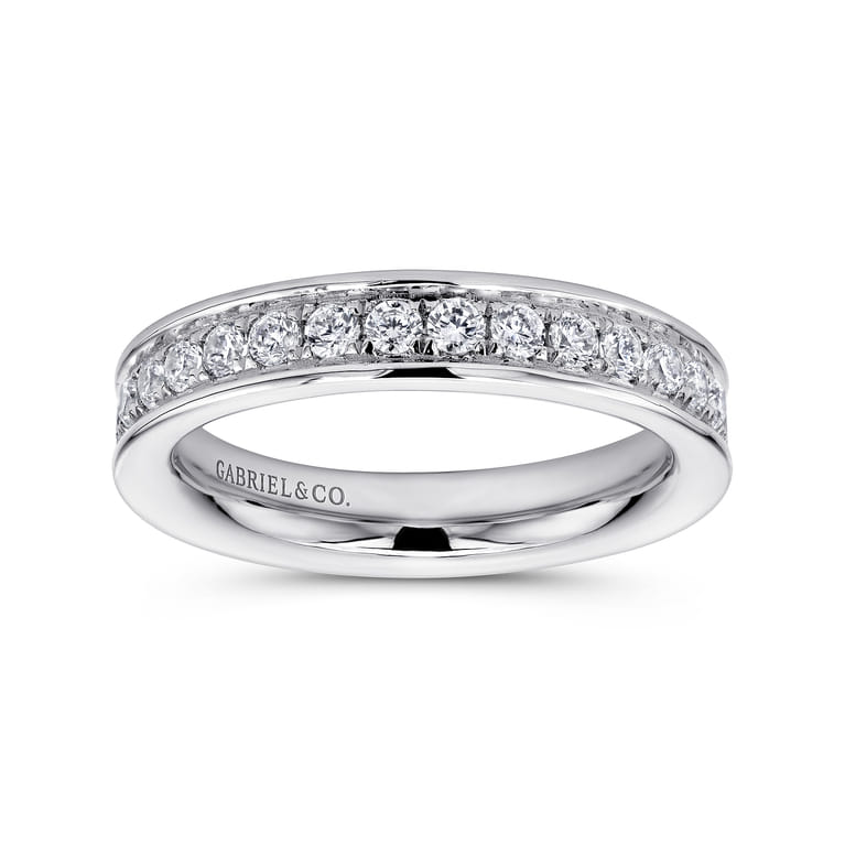 Eternity Band Wedding Ring in 14k White Gold with Round Natural Diamond at Gabriel & Co. - Shot 4