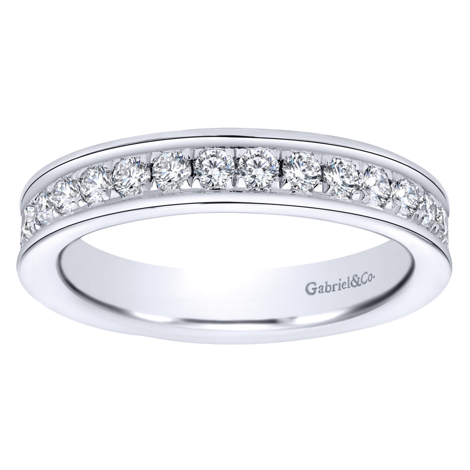 Eternity Band Wedding Ring in 14k White Gold with Round Natural Diamond at Gabriel & Co. - Shot 5