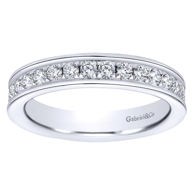 Eternity Band Wedding Ring in 14k White Gold with Round Natural Diamond at Gabriel & Co. - Shot 5