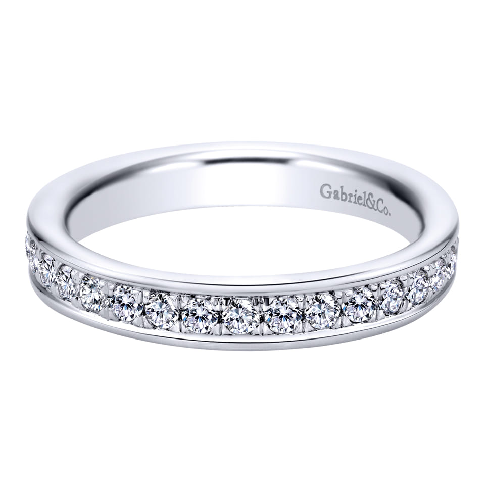 Eternity Band Wedding Ring in 14k White Gold with Round Natural Diamond at Gabriel & Co. - Shot 1