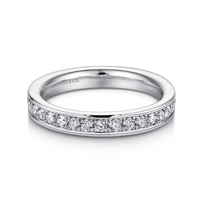 Eternity Band Wedding Ring in 14k White Gold with Round Natural Diamond at Gabriel & Co. - Shot 1