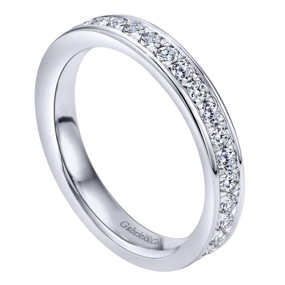 Eternity Band Wedding Ring in 14k White Gold with Round Natural Diamond at Gabriel & Co. - Shot 3