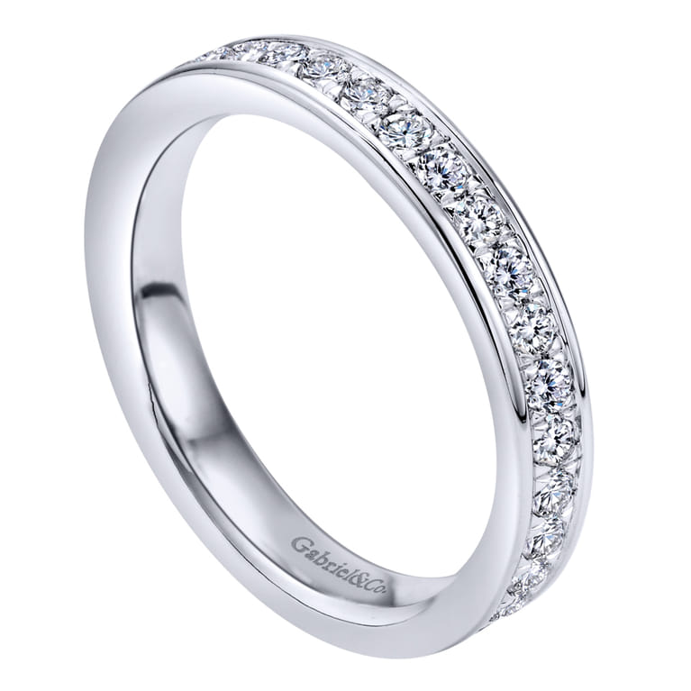 Eternity Band Wedding Ring in 14k White Gold with Round Natural Diamond at Gabriel & Co. - Shot 3