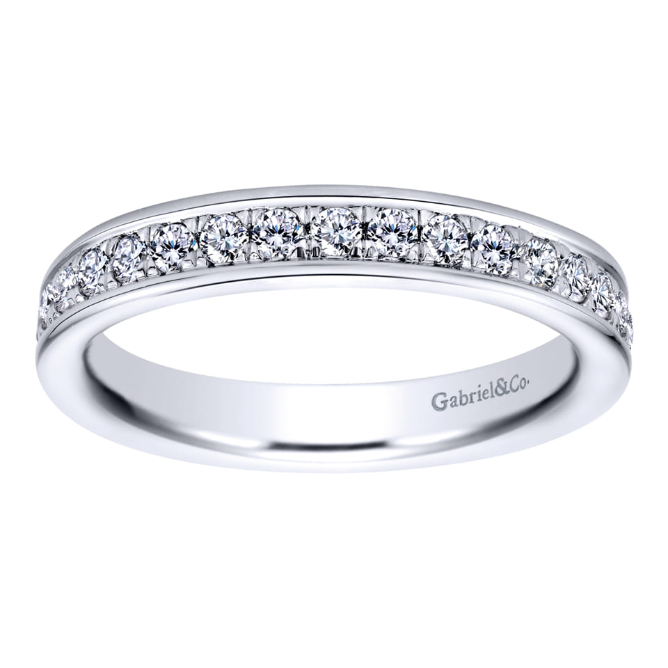 Eternity Band Wedding Ring in 14k White Gold with Round Natural Diamond at Gabriel & Co. - Shot 4