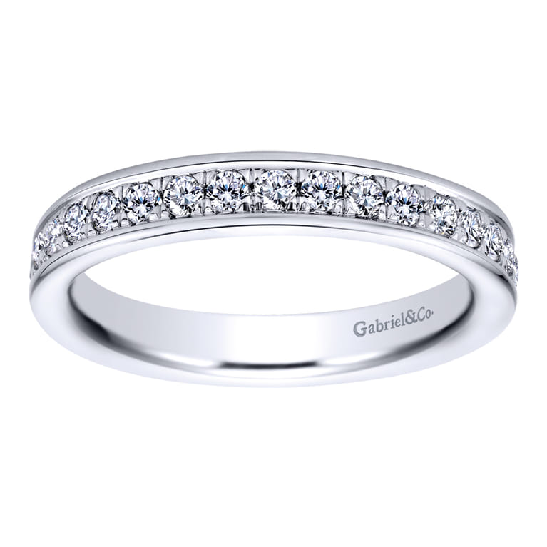 Eternity Band Wedding Ring in 14k White Gold with Round Natural Diamond at Gabriel & Co. - Shot 4