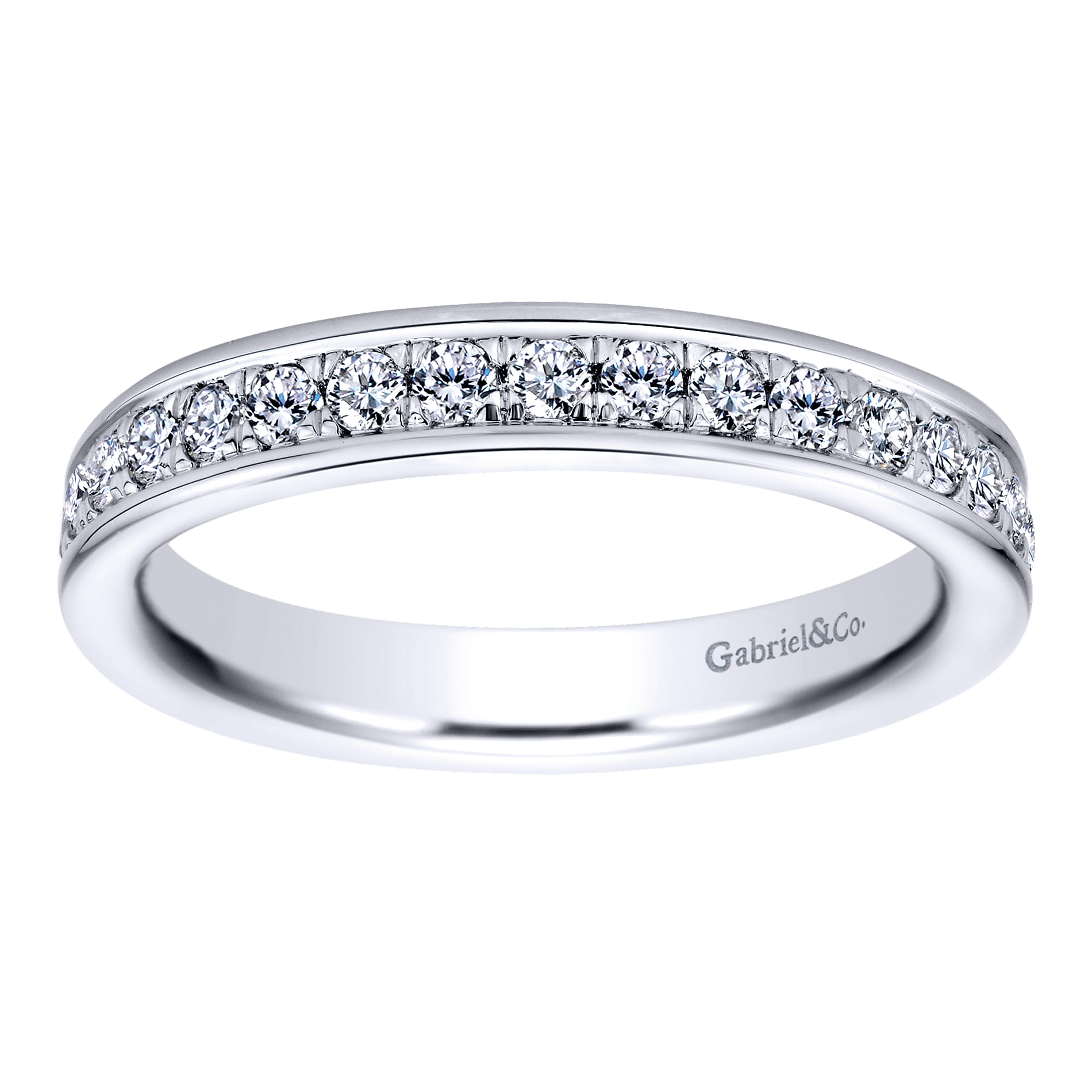 Eternity Band Wedding Ring in 14k White Gold with Round Natural Diamond at Gabriel & Co. - Shot 5