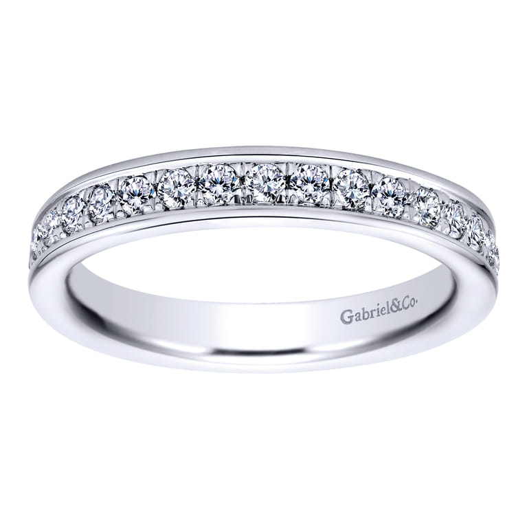 Eternity Band Wedding Ring in 14k White Gold with Round Natural Diamond at Gabriel & Co. - Shot 5