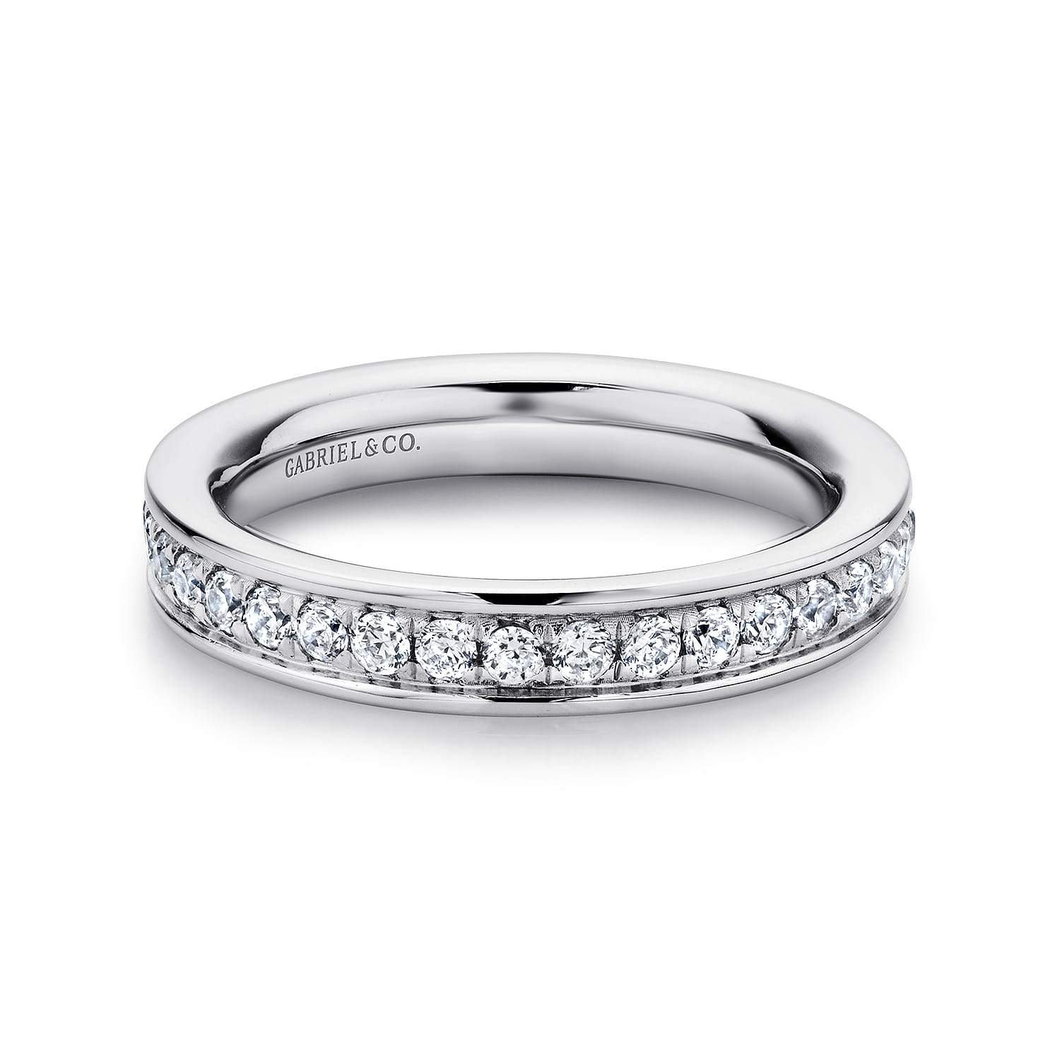 Eternity Band Wedding Ring in 14k White Gold with Round Natural Diamond at Gabriel & Co. - Shot 1