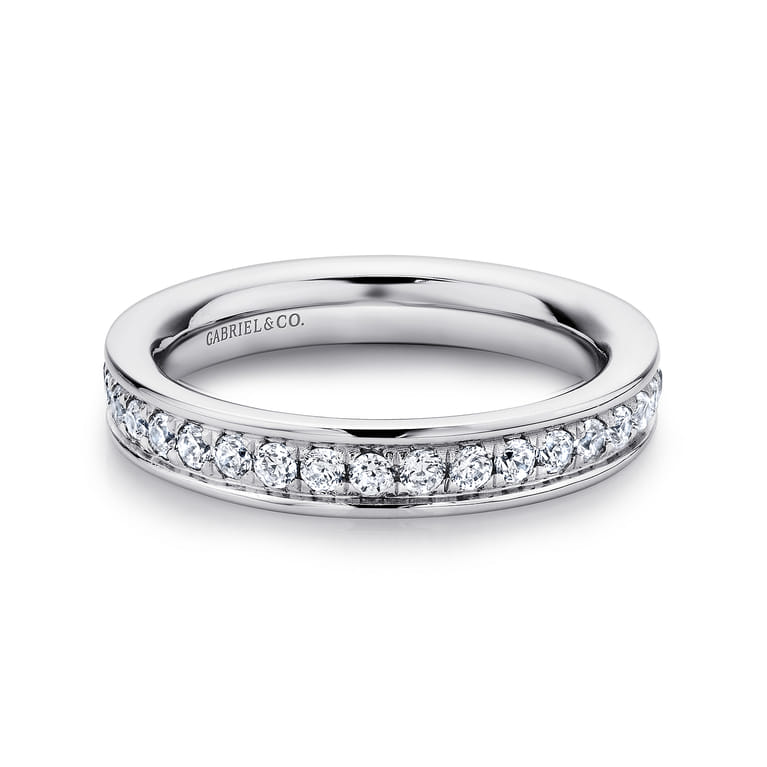 Eternity Band Wedding Ring in 14k White Gold with Round Natural Diamond at Gabriel & Co. - Shot 1