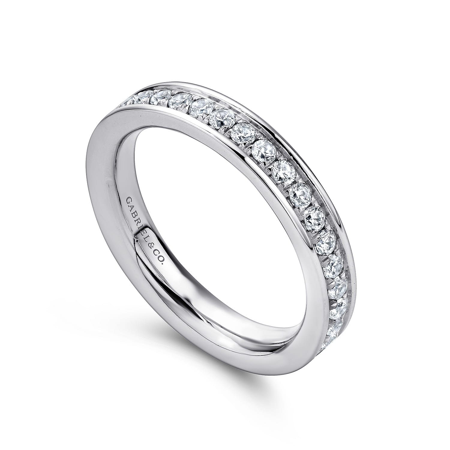 Eternity Band Wedding Ring in 14k White Gold with Round Natural Diamond at Gabriel & Co. - Shot 3