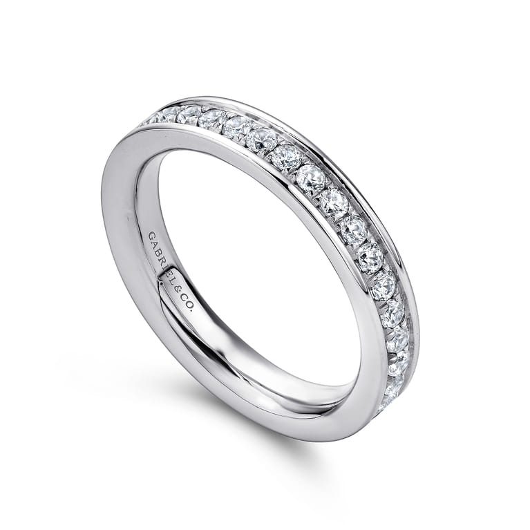 Eternity Band Wedding Ring in 14k White Gold with Round Natural Diamond at Gabriel & Co. - Shot 3