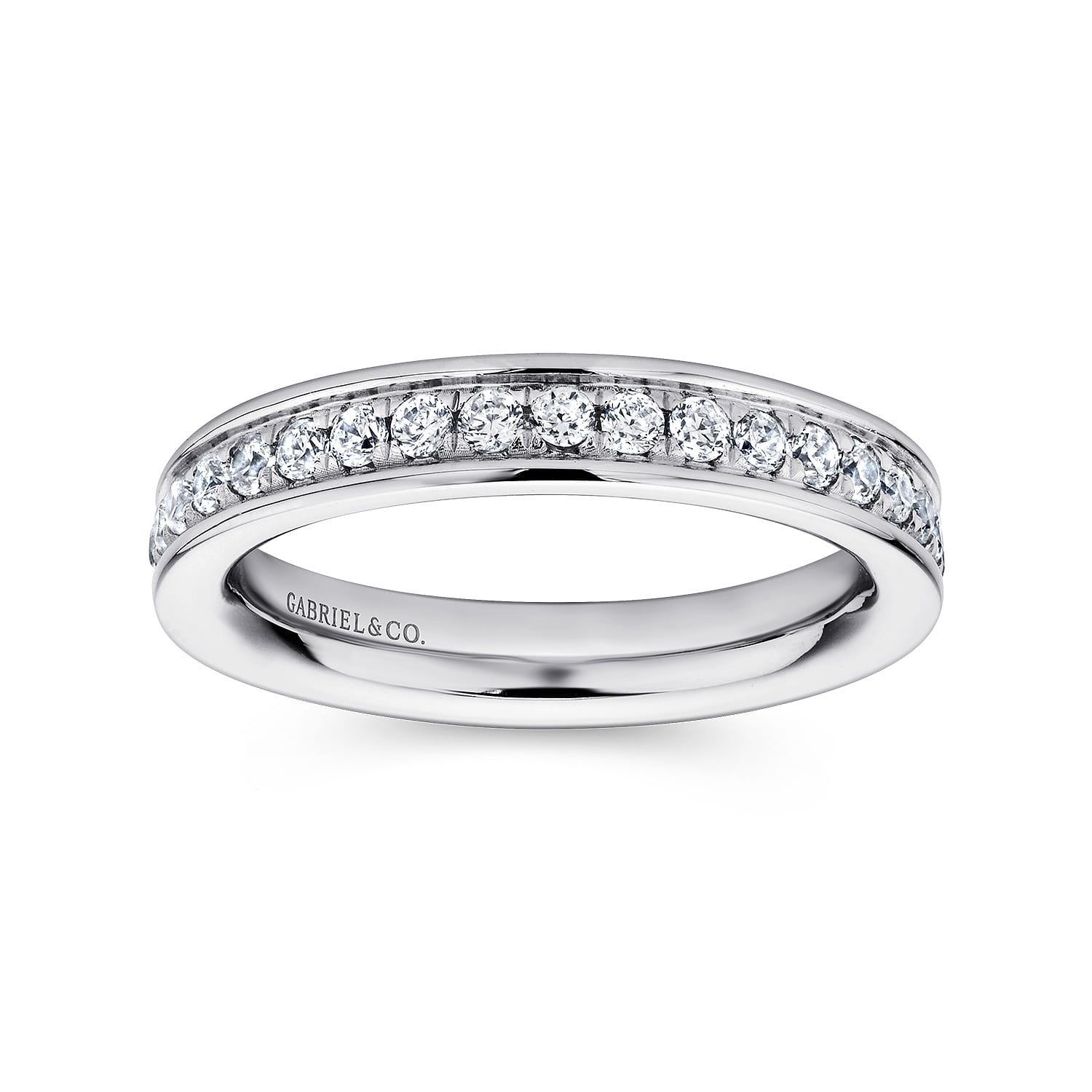 Eternity Band Wedding Ring in 14k White Gold with Round Natural Diamond at Gabriel & Co. - Shot 4