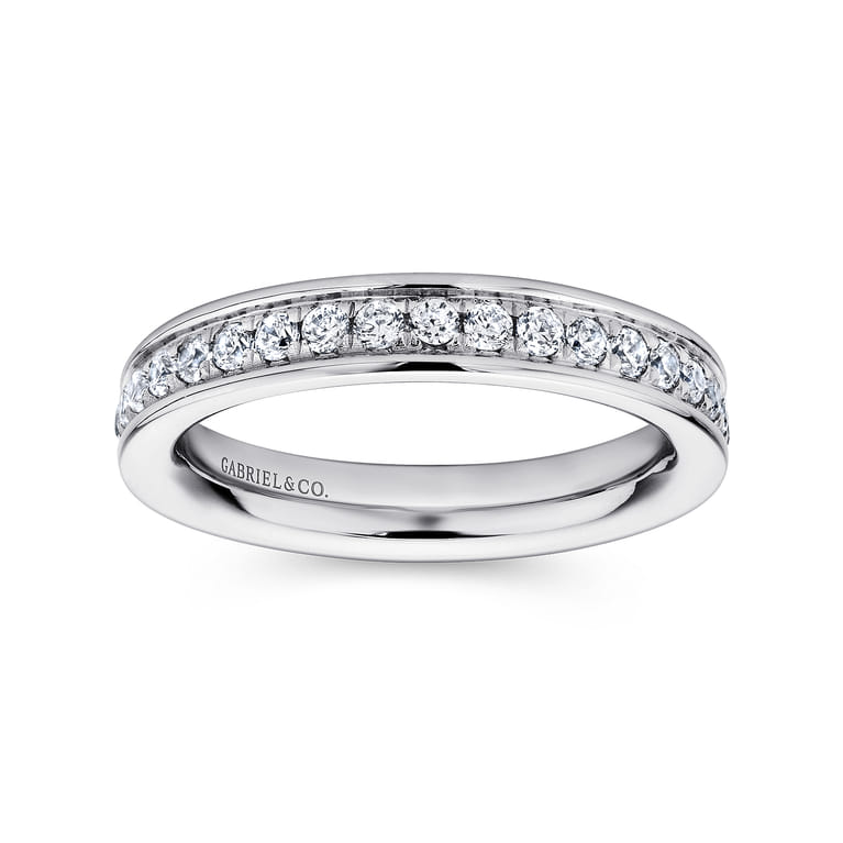 Eternity Band Wedding Ring in 14k White Gold with Round Natural Diamond at Gabriel & Co. - Shot 4