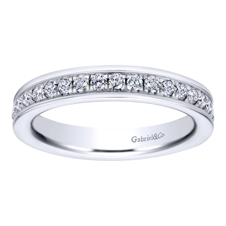 Eternity Band Wedding Ring in 14k White Gold with Round Natural Diamond at Gabriel & Co. - Shot 5