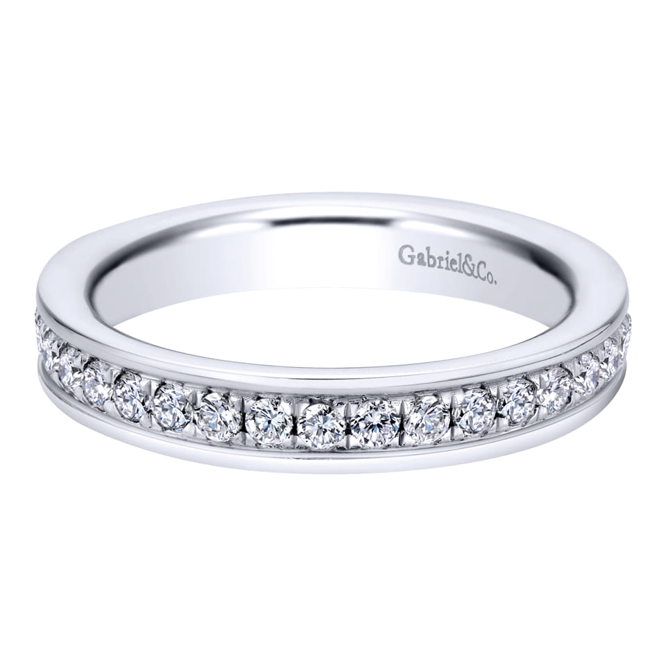 Eternity Band Wedding Ring in 14k White Gold with Round Natural Diamond at Gabriel & Co. - Shot 1