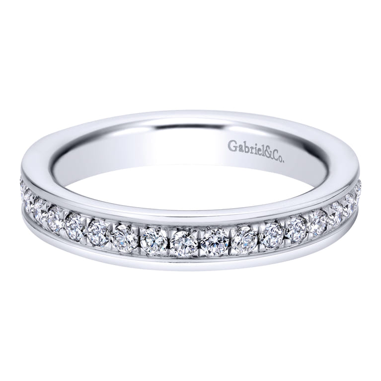 Eternity Band Wedding Ring in 14k White Gold with Round Natural Diamond at Gabriel & Co. - Shot 1