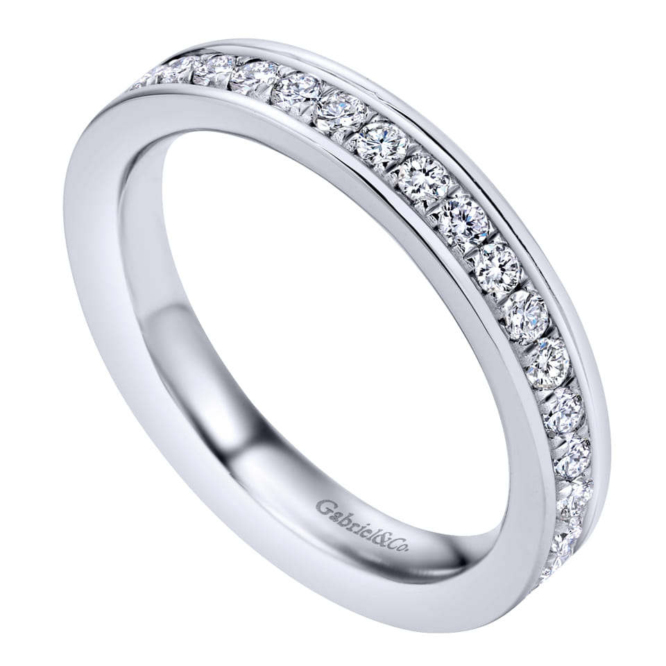 Eternity Band Wedding Ring in 14k White Gold with Round Natural Diamond at Gabriel & Co. - Shot 3