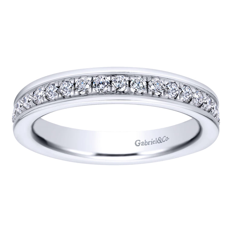 Eternity Band Wedding Ring in 14k White Gold with Round Natural Diamond at Gabriel & Co. - Shot 4