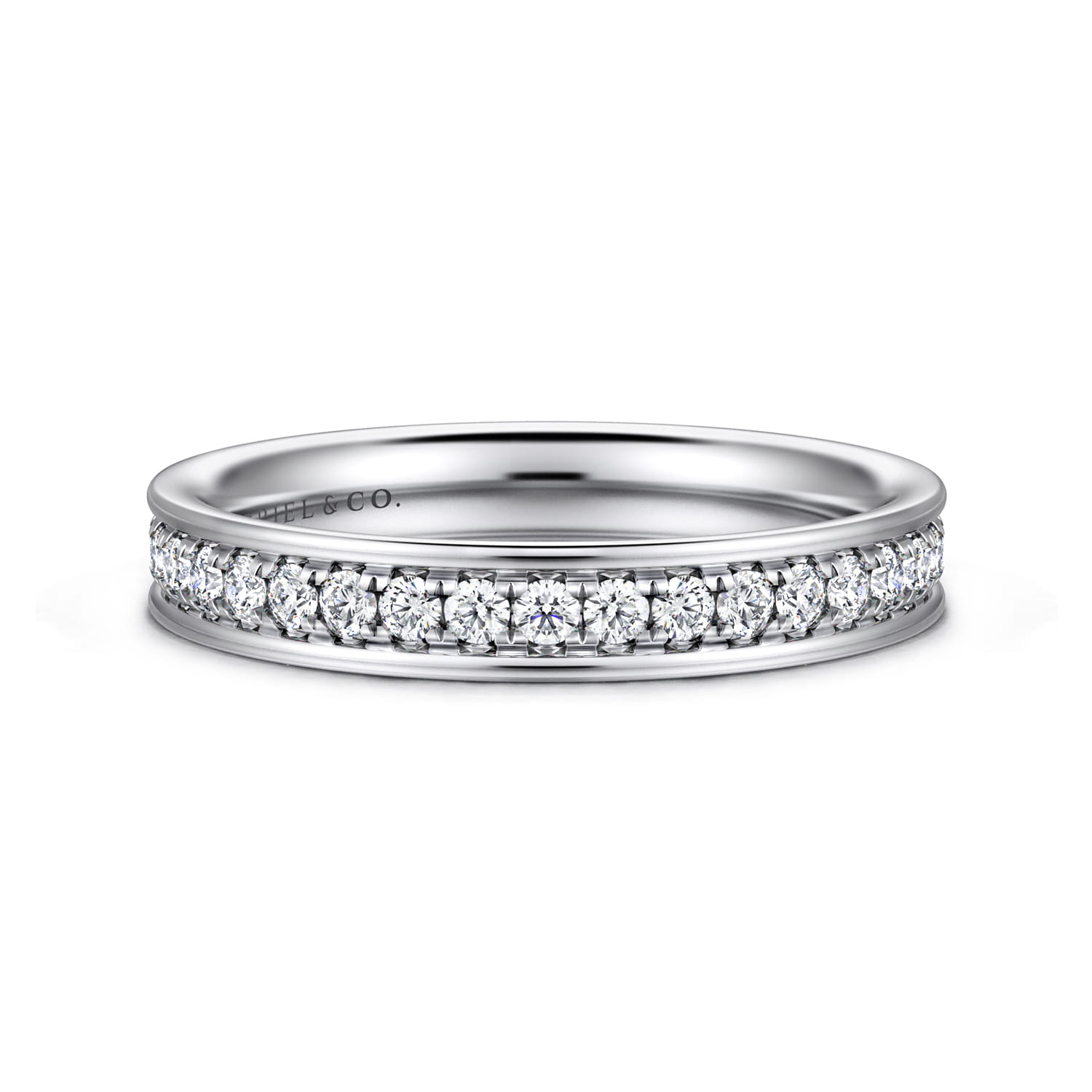 Eternity Band Wedding Ring in 14k White Gold with Round Natural Diamond at Gabriel & Co. - Shot 1