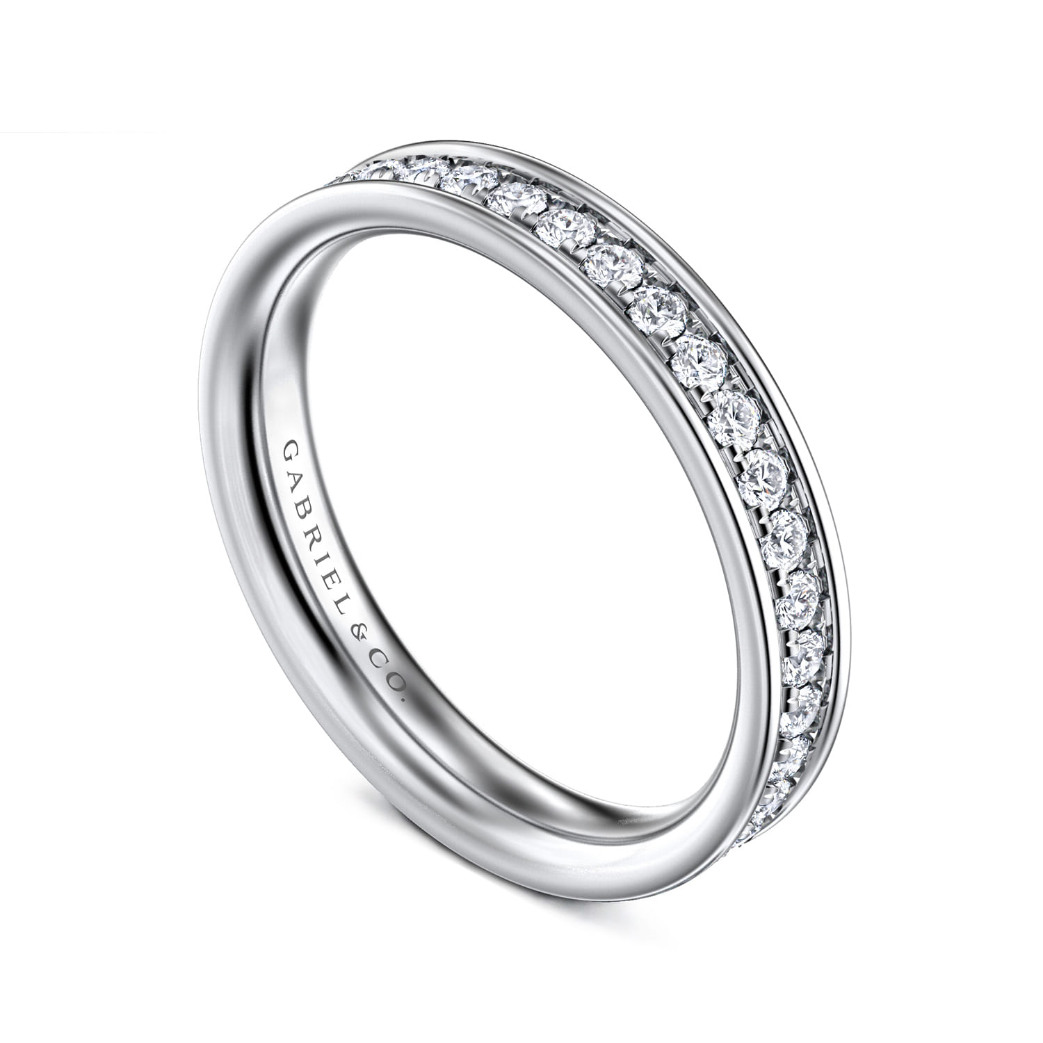 Eternity Band Wedding Ring in 14k White Gold with Round Natural Diamond at Gabriel & Co. - Shot 3