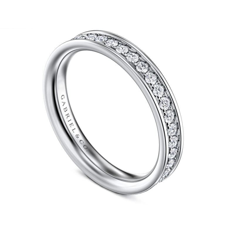 Eternity Band Wedding Ring in 14k White Gold with Round Natural Diamond at Gabriel & Co. - Shot 3