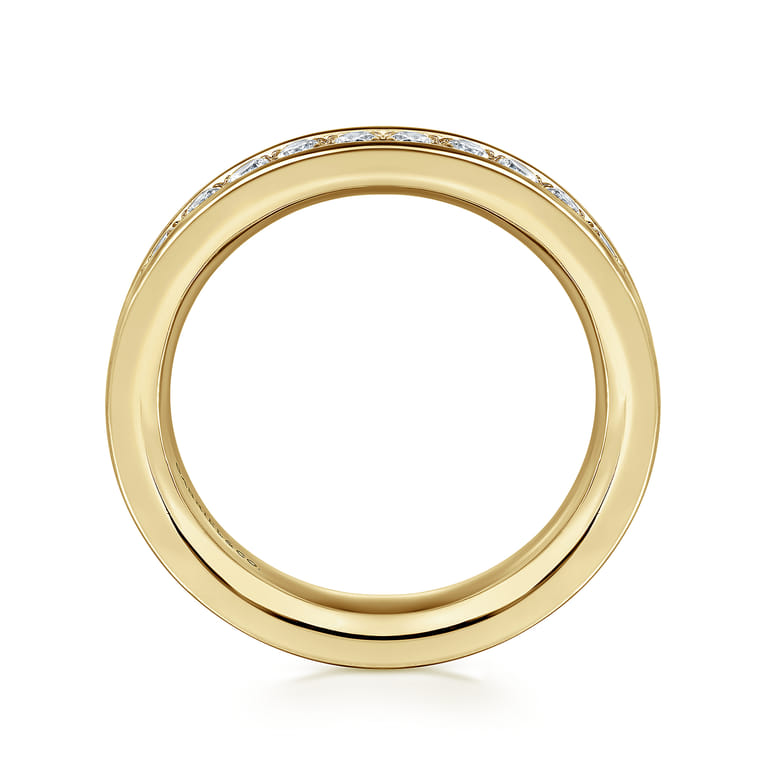 Eternity Band Wedding Ring in 14k Yellow Gold with Round Natural Diamond at Gabriel & Co. - Shot 2