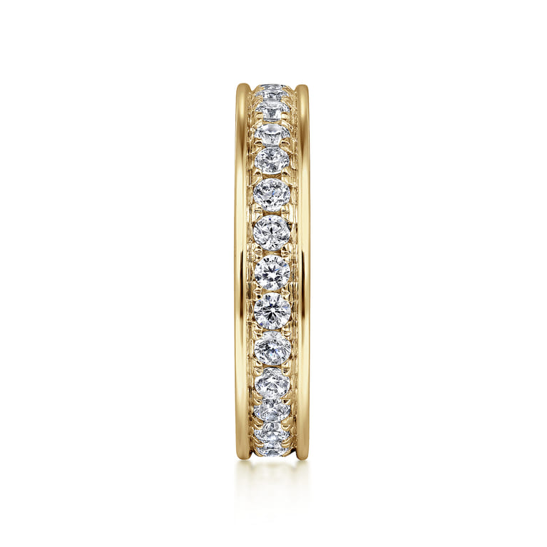 Eternity Band Wedding Ring in 14k Yellow Gold with Round Natural Diamond at Gabriel & Co. - Shot 4