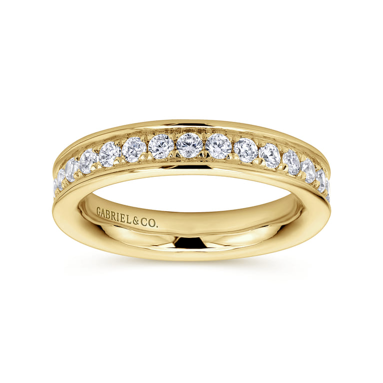 Eternity Band Wedding Ring in 14k Yellow Gold with Round Natural Diamond at Gabriel & Co. - Shot 4