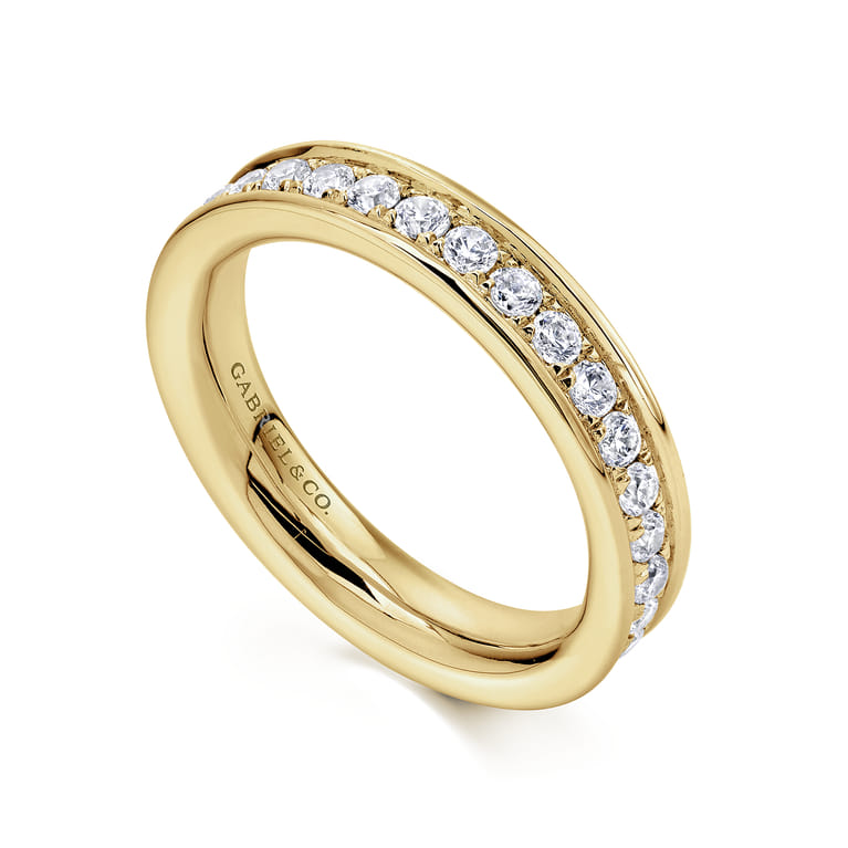 Eternity Band Wedding Ring in 14k Yellow Gold with Round Natural Diamond at Gabriel & Co. - Shot 3