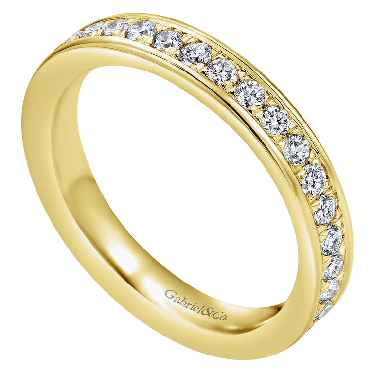 Eternity Band Wedding Ring in 14k Yellow Gold with Round Natural Diamond at Gabriel & Co. - Shot 3