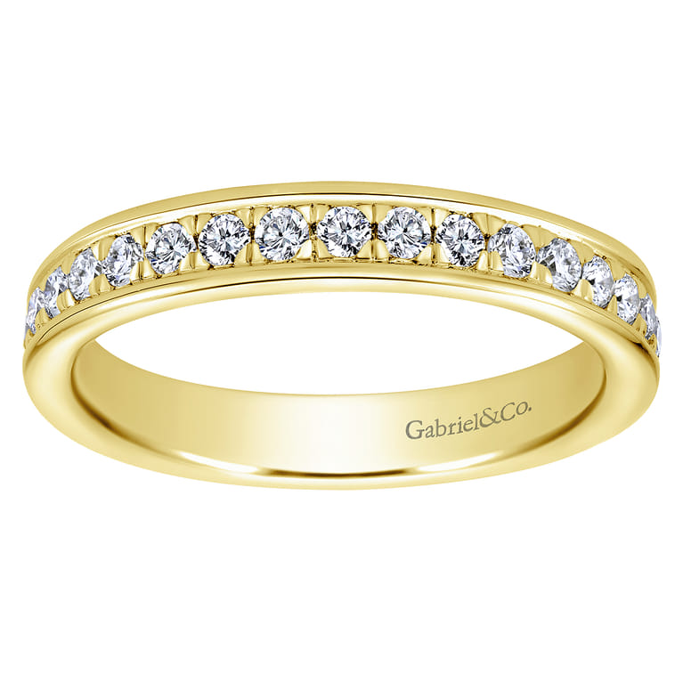 Eternity Band Wedding Ring in 14k Yellow Gold with Round Natural Diamond at Gabriel & Co. - Shot 4