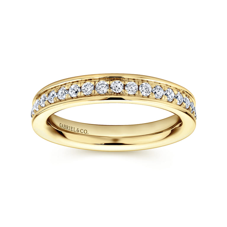 Eternity Band Wedding Ring in 14k Yellow Gold with Round Natural Diamond at Gabriel & Co. - Shot 4