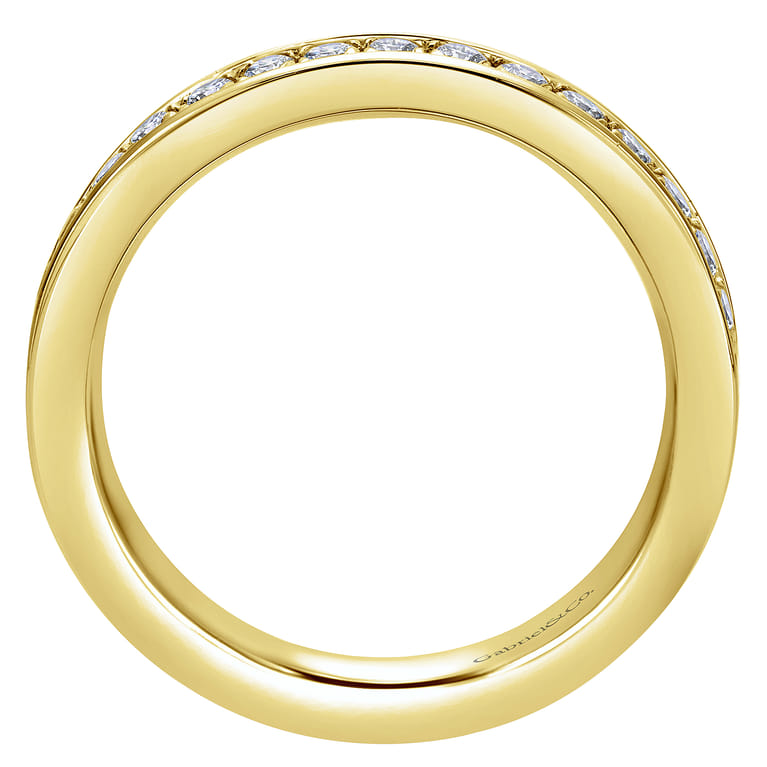 Eternity Band Wedding Ring in 14k Yellow Gold with Round Natural Diamond at Gabriel & Co. - Shot 2