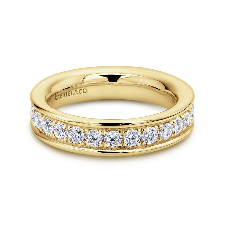 Eternity Band Wedding Ring in 14k Yellow Gold with Round Natural Diamond at Gabriel & Co. - Shot 1