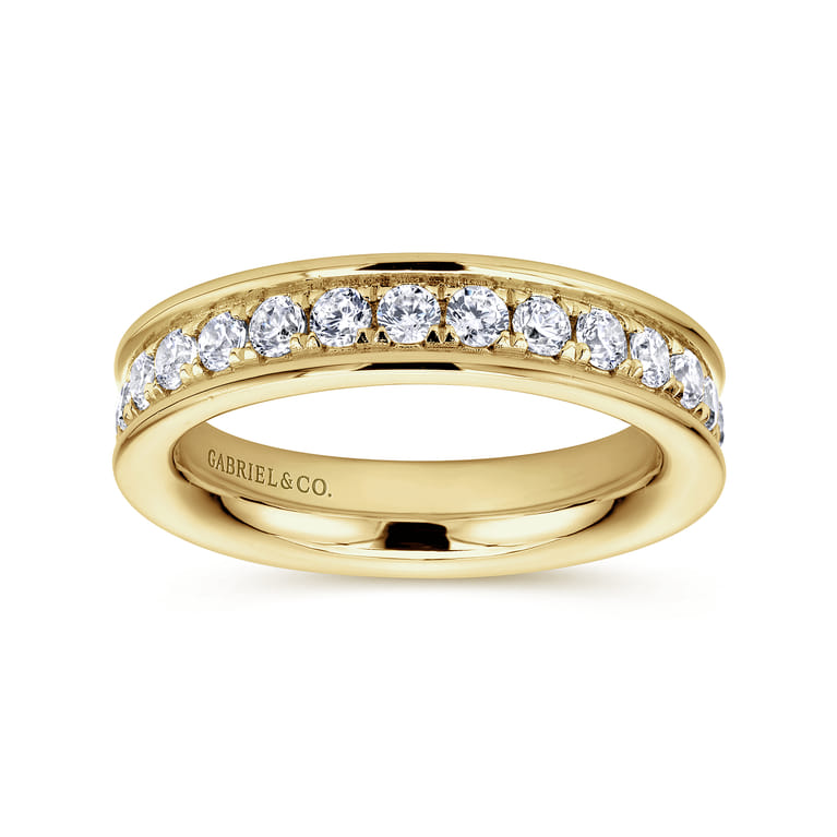 Eternity Band Wedding Ring in 14k Yellow Gold with Round Natural Diamond at Gabriel & Co. - Shot 4