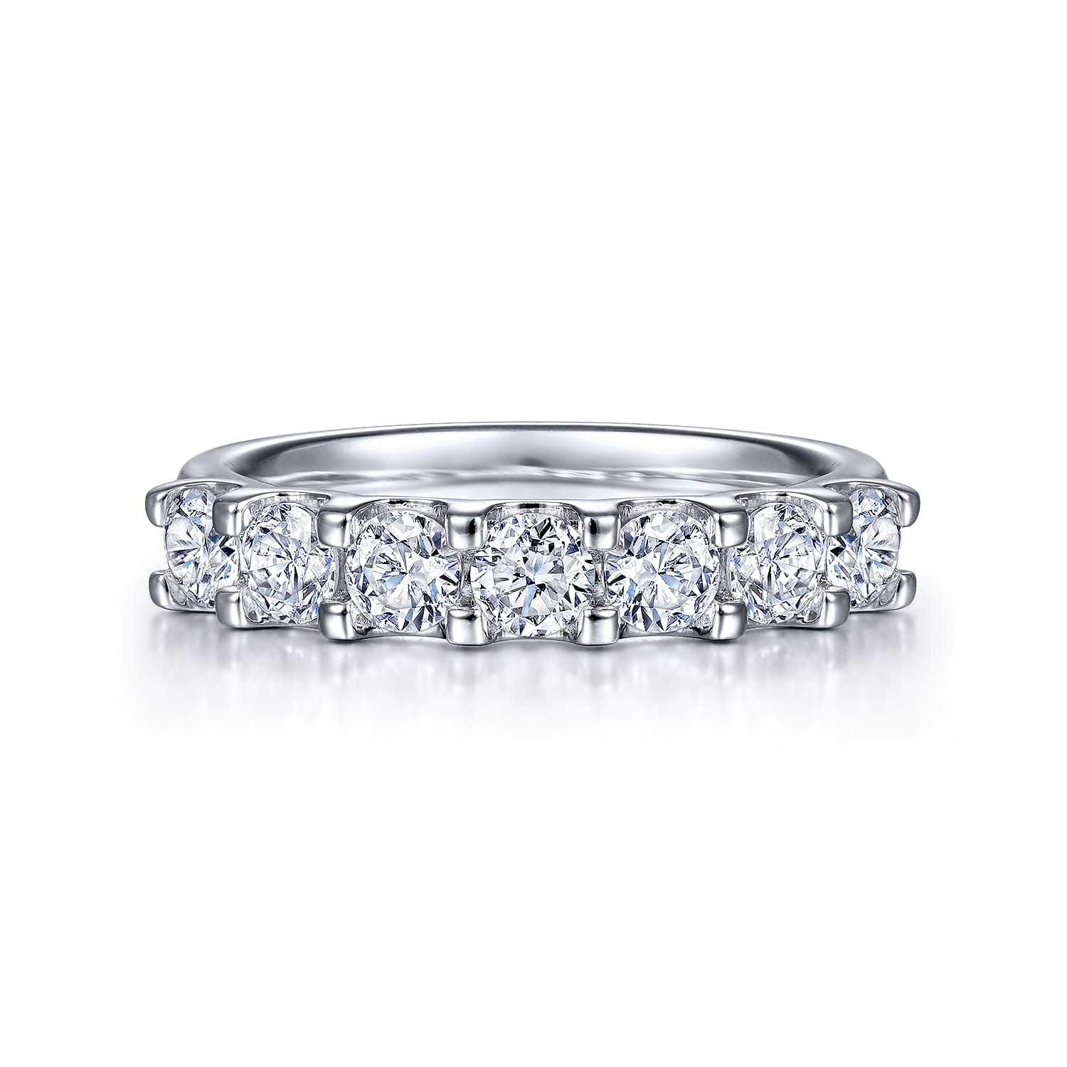 Straight Wedding Ring in 14k White Gold with Round Natural Diamond at Gabriel & Co. - Shot 1
