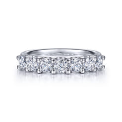 Ronda - 14K White Gold 7 Stone Shared Prong Round Diamond Anniversary Band