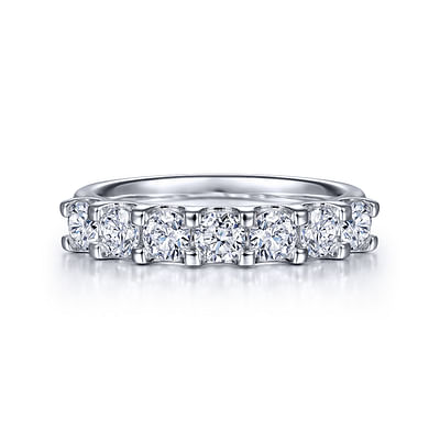 Ronda - 14K White Gold 7 Stone Shared Prong Round Diamond Anniversary Band