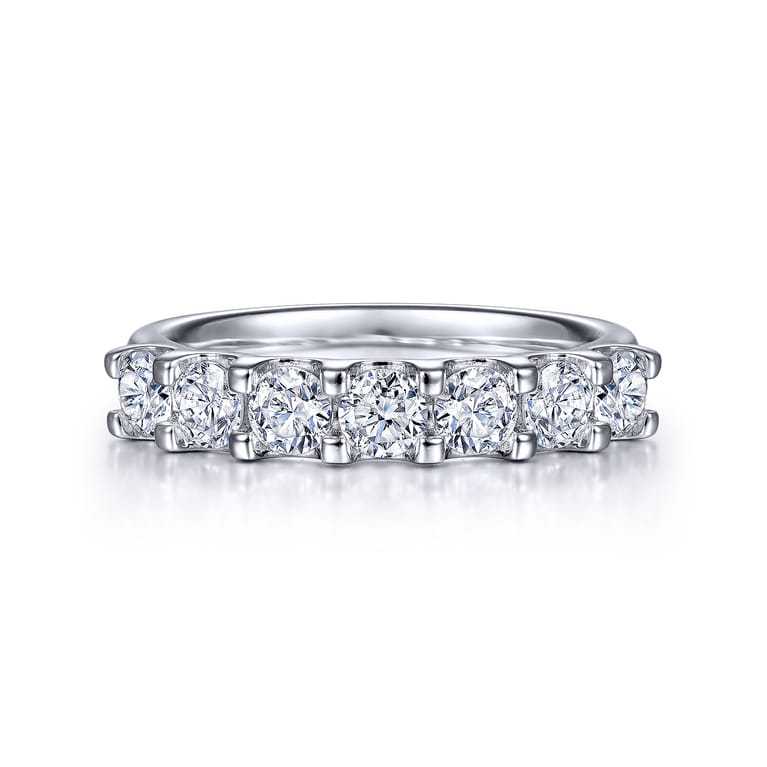 Straight Wedding Ring in 14k White Gold with Round Natural Diamond at Gabriel & Co. - Shot 1