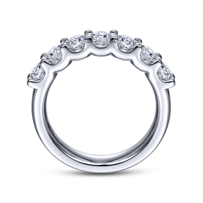 Ronda - 14K White Gold 7 Stone Shared Prong Round Diamond Anniversary Band