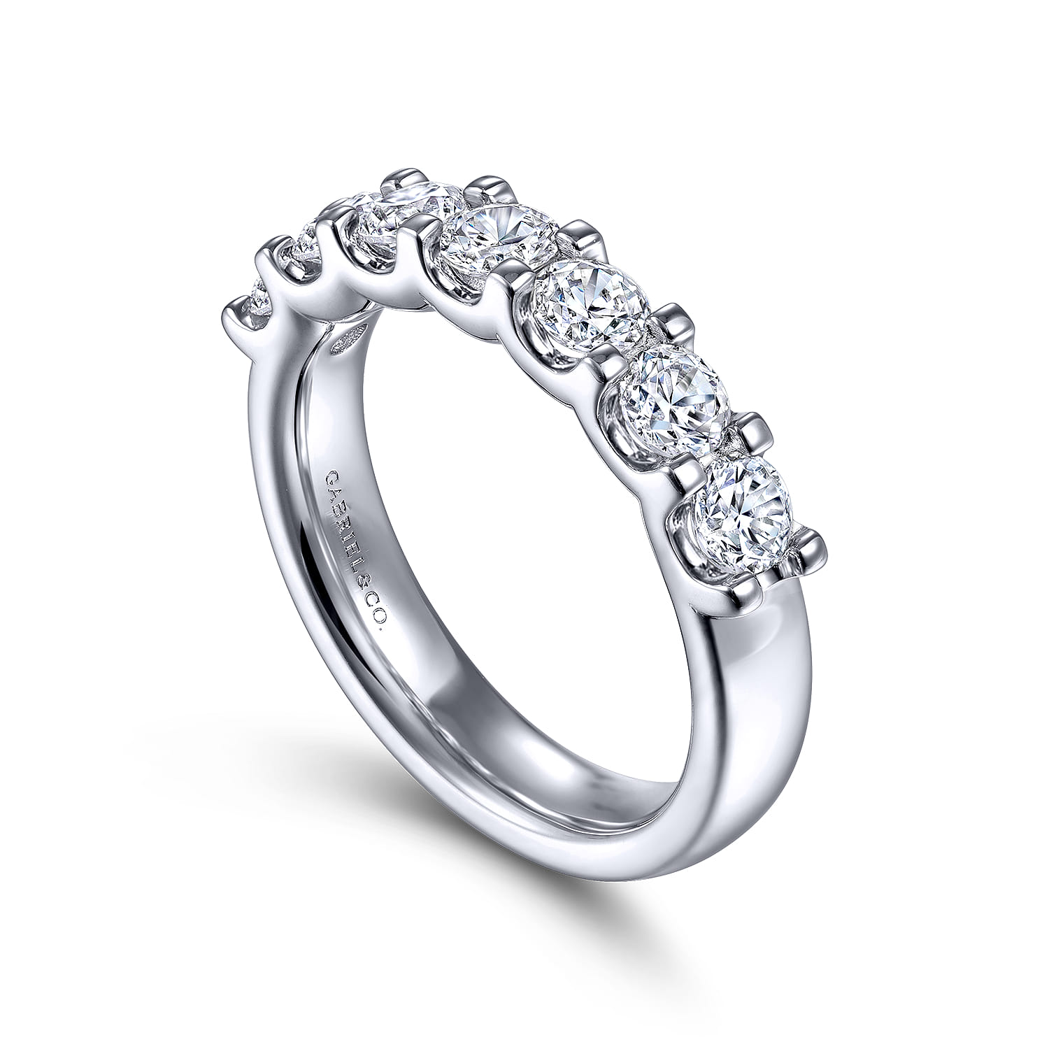 Straight Wedding Ring in 14k White Gold with Round Natural Diamond at Gabriel & Co. - Shot 3